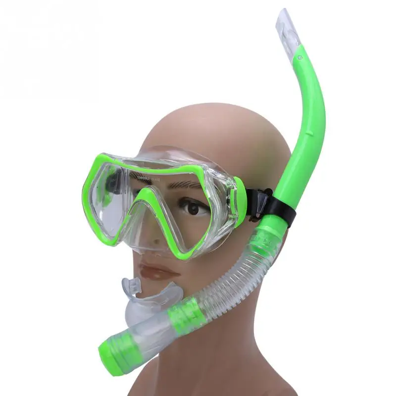 Взрослых Одежда заплыва маска дайвинг, маска для плавания подводный спорт трубка Очки с полусухой дыхательную трубку Дайвинг Маска Костюм - Цвет: green