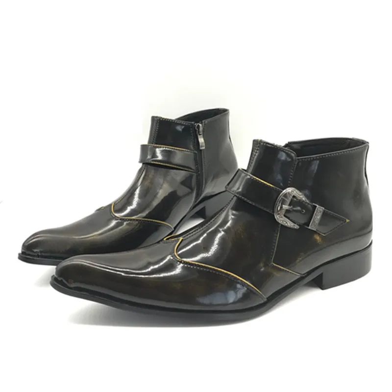 Mabaiwan/модные мужские ботильоны из натуральной бронзовой кожи; военные ботинки с острым носком; Свадебная обувь; ковбойские ботинки; мужская резиновая обувь