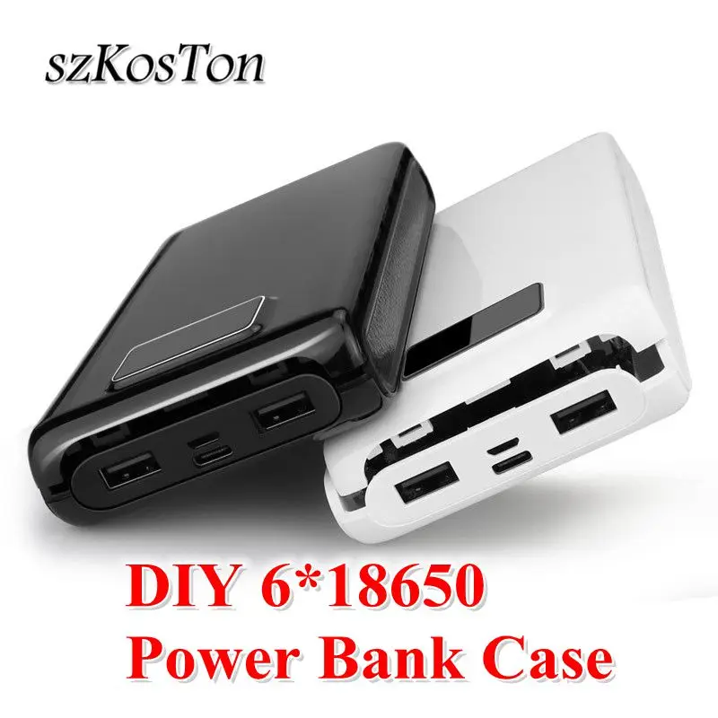 

Portable DIY 6 x 18650 Battery Holder Battery Storage Box Power Bank Case with Type C Micro USB Interface for Xiaomi iPhone