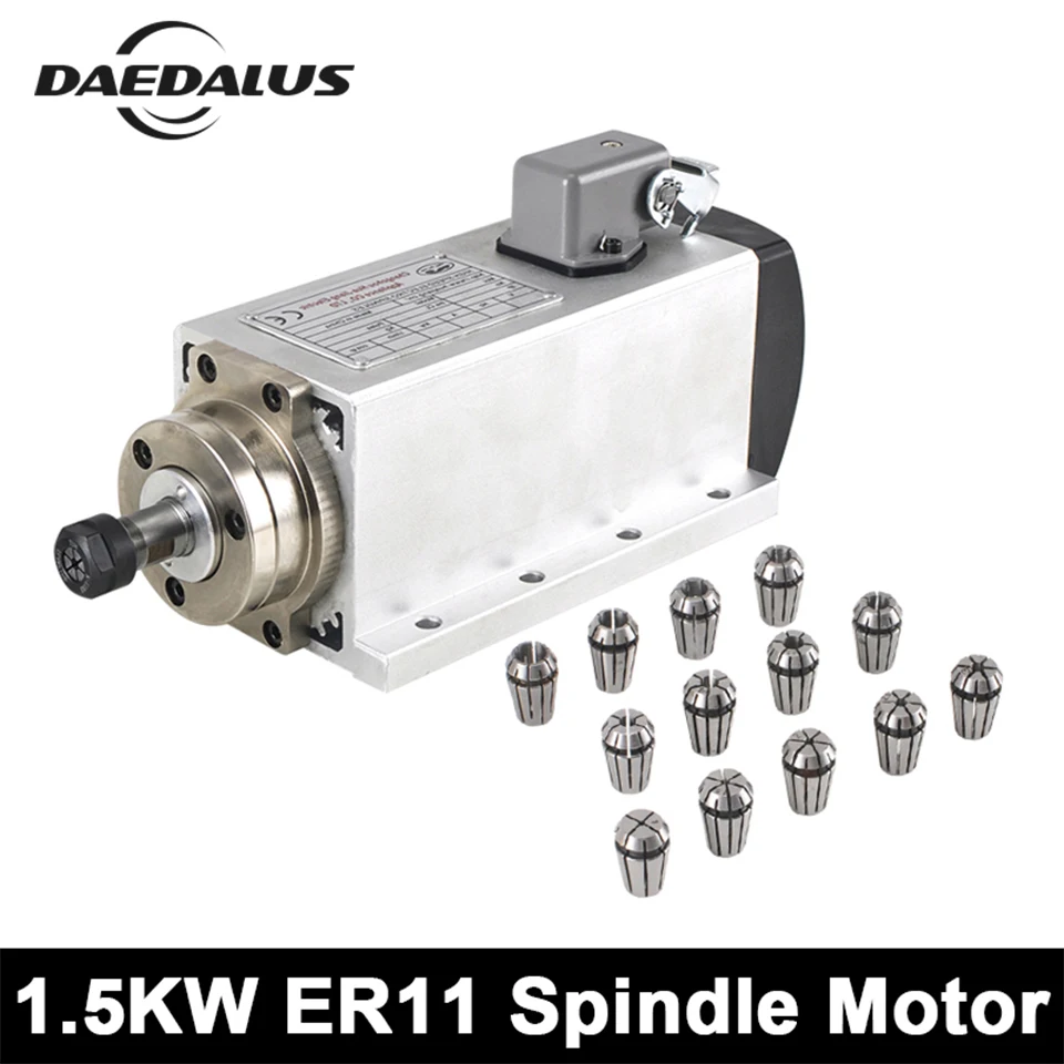 

CNC Spindle Motor 1.5KW ER11 Air Cooled Spindle 110V/220V Machine Toos Spidnle Router Kit + 13PCS ER11 Collet For CNC Engraver