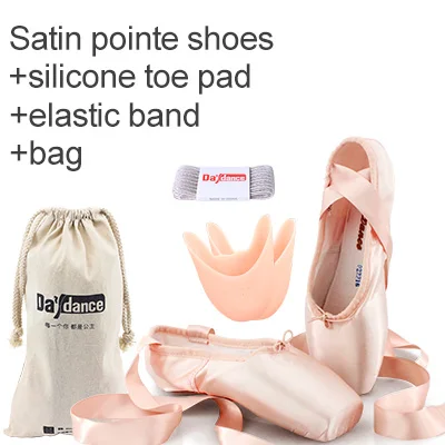 Professional Ballet Pointe Shoes Girls Women Ladies Satin Ballet Shoes With Ribbons Satin
