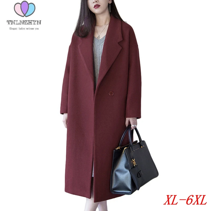 

2019 Women Coat Autumn Plus Size 6XL High end Coat Medium-Long Outerwear Women Cardigan Woolen Coat Winter Jackets Coats Female