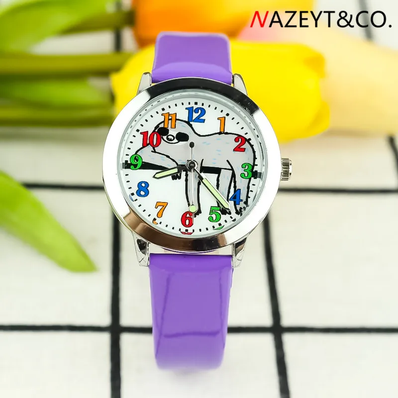 

little boys girls luminous hands sports watch cute cartoon sloth dial PU leather dresswatch children annimal quartz wristwatch