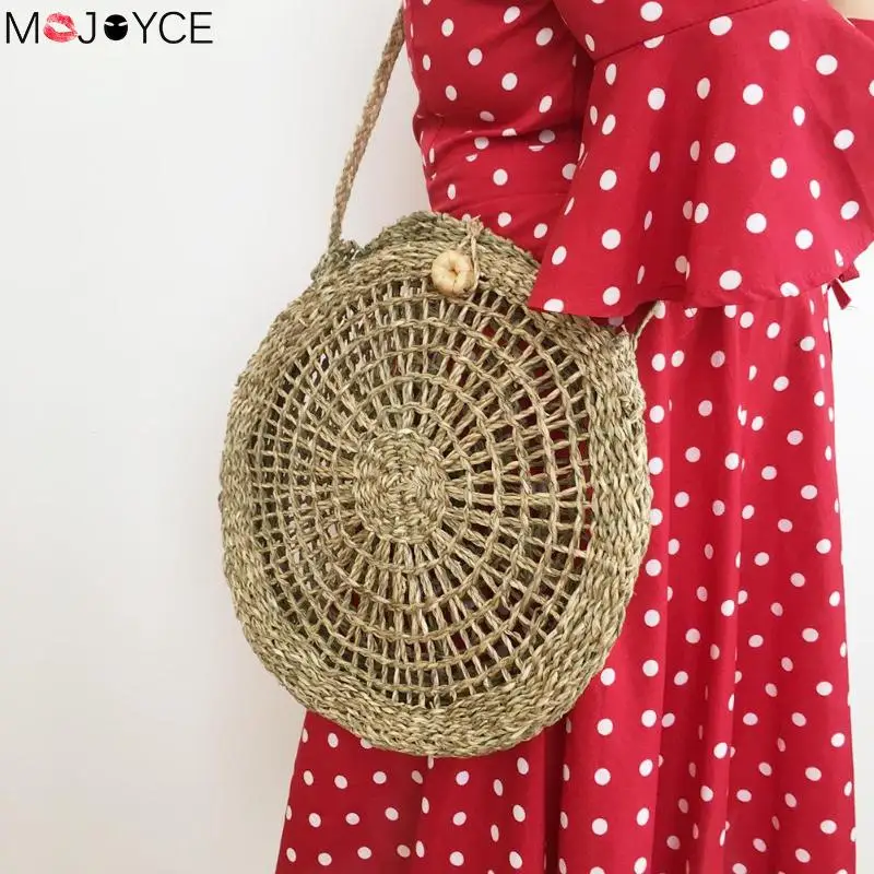 

Women Fashion New Shoulder Bag Round Straw Bags Women Summer Rattan Hollow Beach Shoulder Crossbody Bag Cute Girl Wild Bag