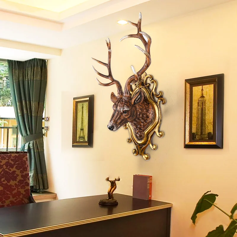 Европейский олень, настенное украшение для гостиной, настенный подвесной бар, ретро украшение в виде головы животного