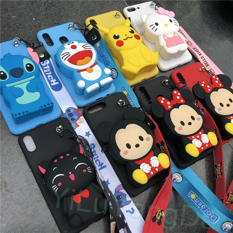 Stitch Minnie Cartoon Zipper Wallet Phone Case for Samsung Galaxy J4 J6 J8 A6 A7 A8 Plus A9 A9s A8s J2 Pro J4 A2 Core Cover