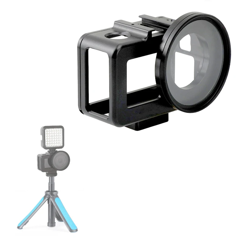 

Metal Housing Shell with Cold Shoe Protective Cage for DJI Osmo Action Camera Vlogging Case with 52mm UV Lens Camera Accessories