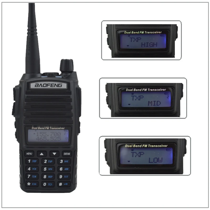 8 Вт Высокая выходная мощность UV-82 Baofeng Радио Walkie Talkie двухдиапазонный 136-174 МГц и 400-520 МГц радиопередатчик Ham Baofeng UV 82