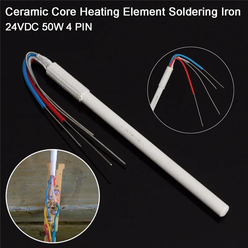 

1PCS 24V DC 50W 4 PIN Ceramic Core Soldering Iron Station Replacement Heating Element Ceramic Heater for HAKKO 900M 900L 907 908