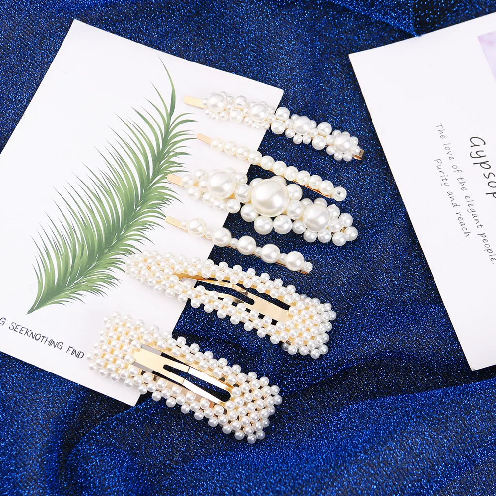 

1 Set 2019 NEW Fashion Pearl Hair Clips Bridal Wedding Hairpins Metal Barrettes Irregular Geometric Hair Styling Accessories