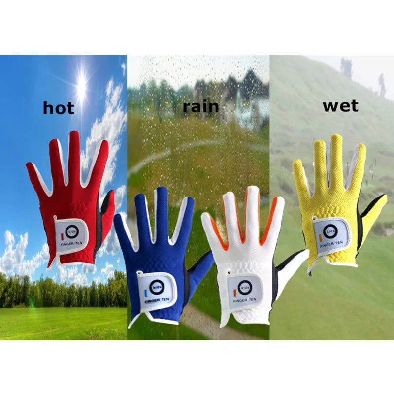 

Kids Golf Gloves Junior Boy Girl Value 2 Pack Left Hand Right Lh Rh Rain Grip Hot Wet Durable Fit Age 2-10 Years Golf Gloves