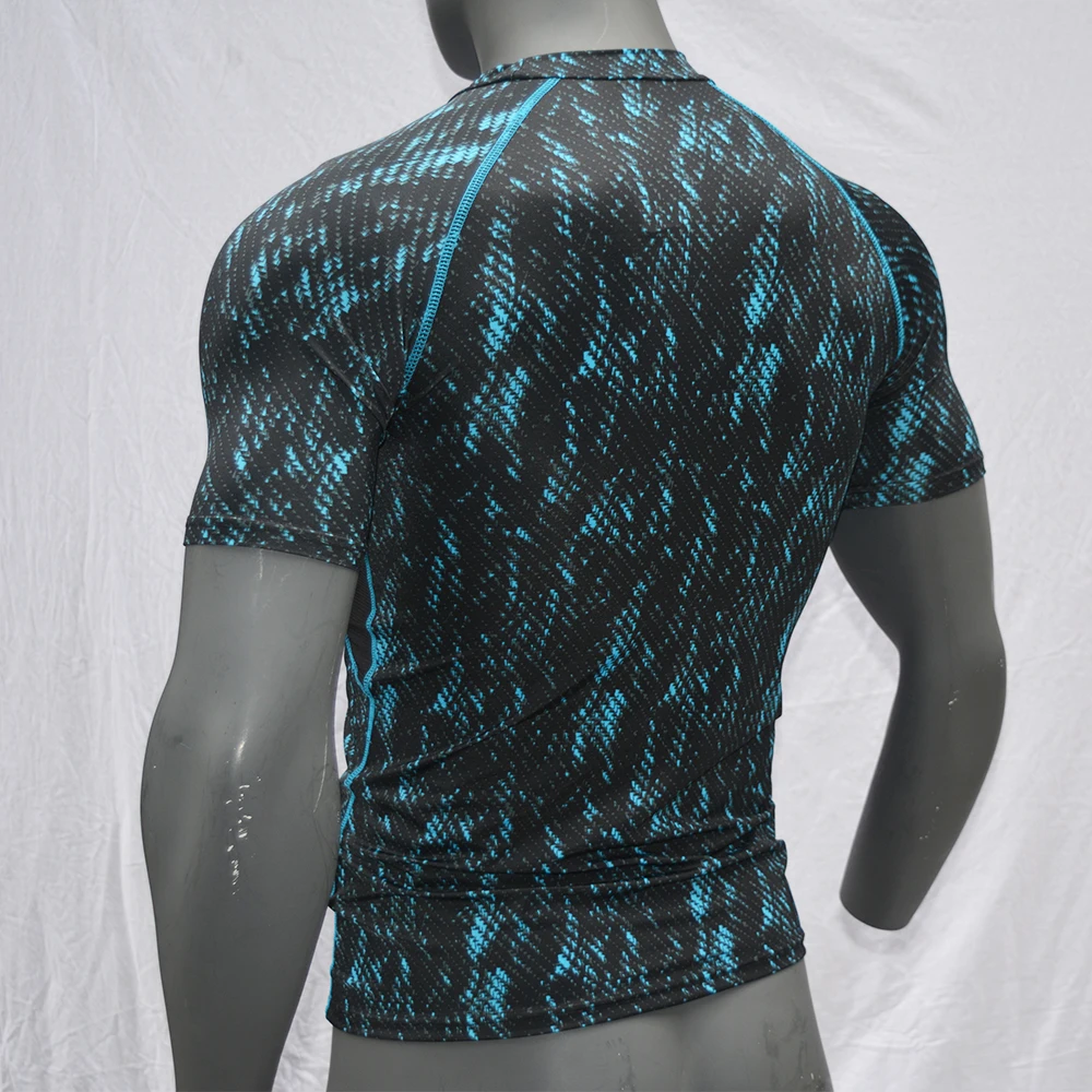 Мужская рубашка для серфинга с коротким рукавом из лайкры с принтом для подводной охоты, Рашгард, сухая одежда для серфинга, защита от ультрафиолета, UPF 50, пляжная одежда