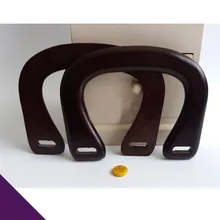 Deux pièces Par Lot Size16X11cm Brun Foncé En Forme de U Bois Obag Poignée En Gros bricolage Sacs À Main Accessoires Sangle Sac Sac En Bois Poignée