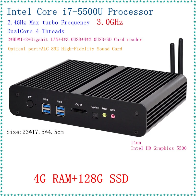 

Free Shipping Best HTPC Mini Game Computer i7-5500U 4G Ram 128G SSD Intel MiniPC