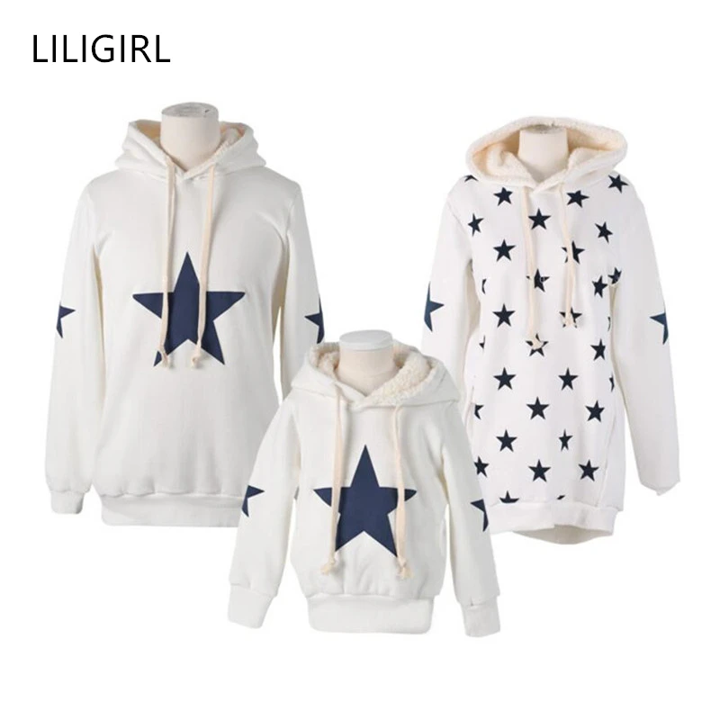 

LILIGIRL Parent-child Family Sweatshirt for Dad Mom Girls Boys Hoodie Clothes 2018 Baby Plus velvet Hoodies Outfits Clothing New