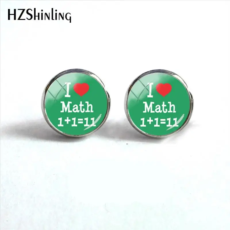 2018 Новые Серьги Love Mathematics I Math стеклянный купольный кабошон круглые серьги для