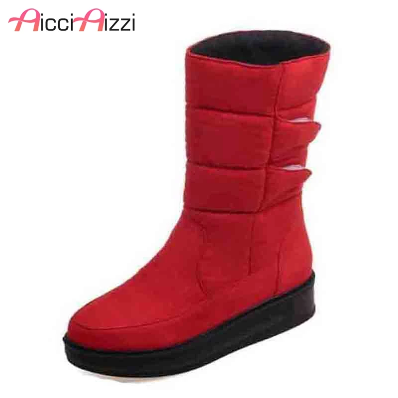 

Size 30-52 Fashion Waterproof Snow Boots Women's Mid Calf Boots Flat Winter Botas Mujer Platform Fur Shoes Woman Size 30-52