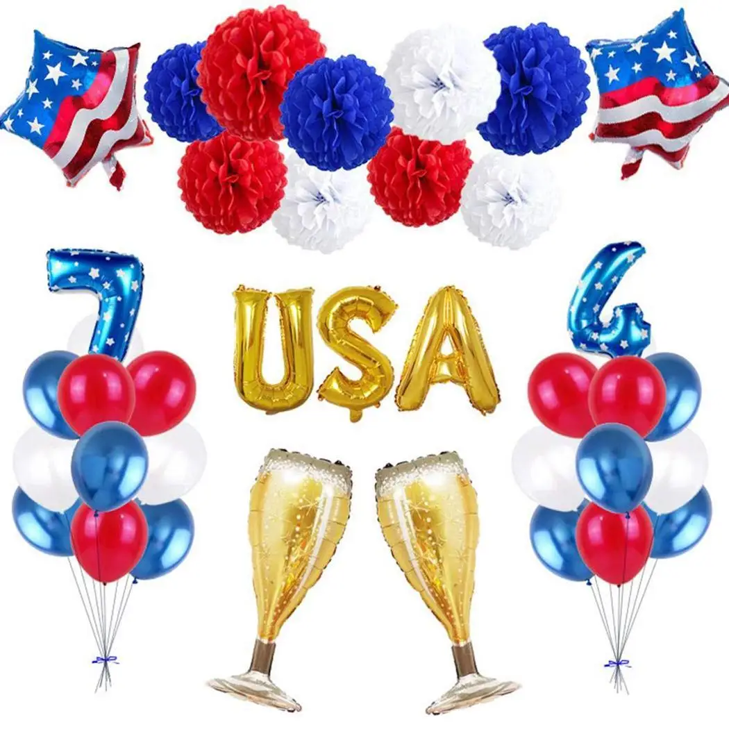 

American Independence Day Balloon Set 18inch Aluminum Foil Small Stars 256g Multi Decorative Balloon