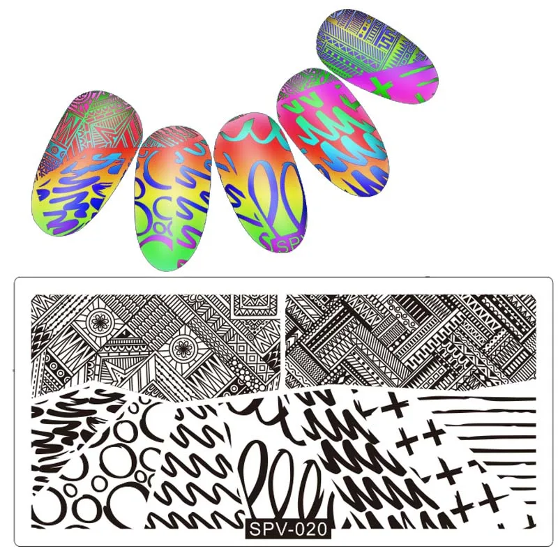 1 шт. прямоугольная штамповочная пластина для дизайна ногтей штамповка цветок улыбка изображение пластины DIY штамп шаблон SPV Серия ногтей трафарет наборы инструментов - Цвет: spv20