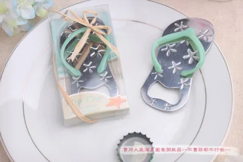 

10PCS/LOT Beach theme Flip flop wine bottle opener with starfish wedding favor bridal shower guest gift (Blue Color)