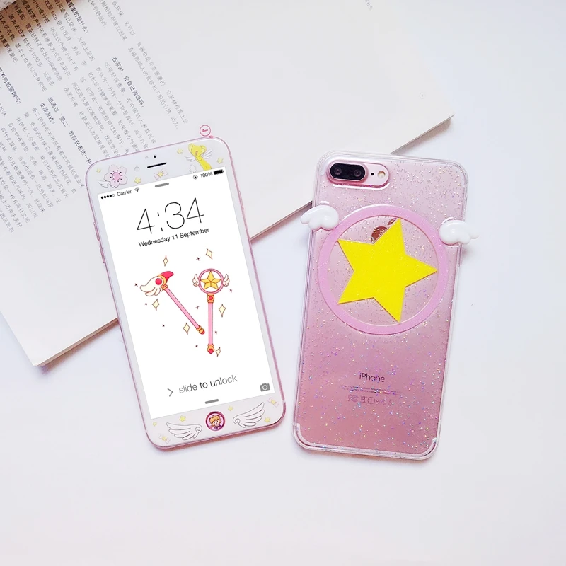 soft tpu For iPhone 8 plus case + tempered glass 3D