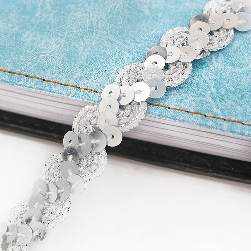 5Meters 1.5cm Loose Round Flat Sequins Laser Giltter Paillettes Sequins for Crafts Sewing on Cloth Accessory Sequin Trim