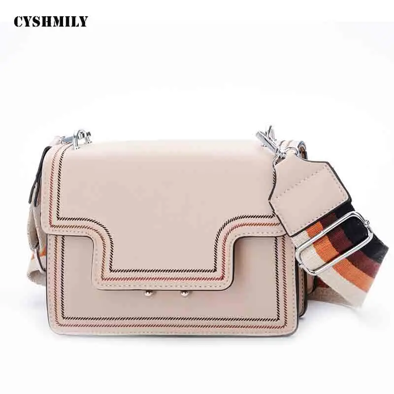 

CYSHMILY Fashion Line feeling Women Shoulder Bags Quality PU Leather Crossbody New Design Solid Casual Messenger Bags For Women