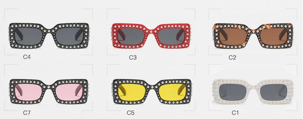 CCSPACE, полностью жемчужные стразы, оправа, квадратные солнцезащитные очки для женщин, бренд знаменитостей, дизайнерские модные женские очки, 45462