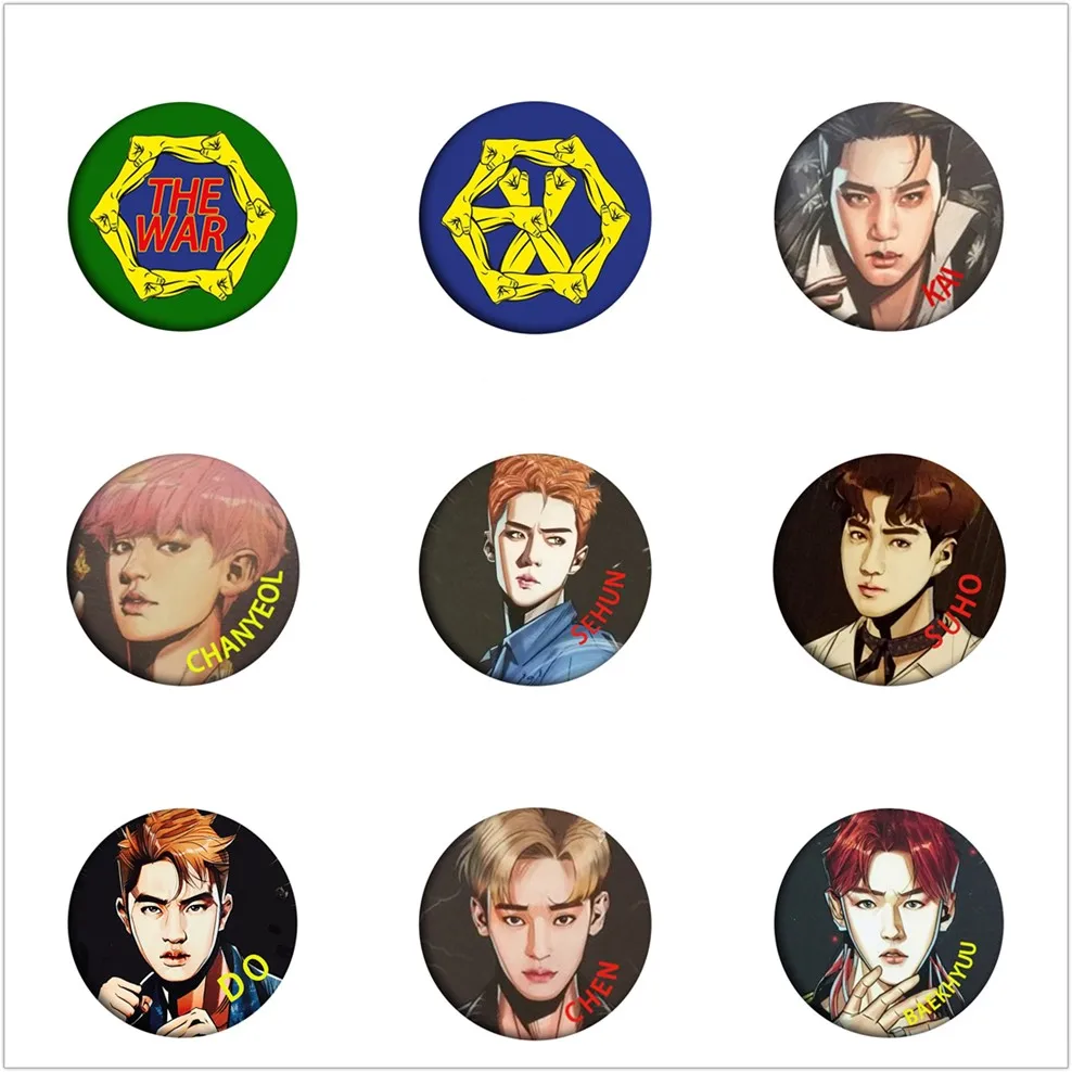 

Kpop EXO The War Q Edition Badge Brooch for Clothes Hat Backpack Chest Pin Fashion Accessories