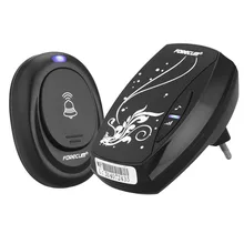 Waterproof Black Doorbell EU Plug-in 220V AC Digital LED Music 100M Range Wireless Remote Control Home Door Bell