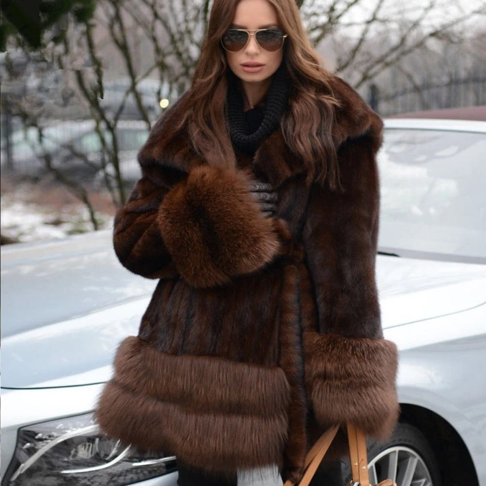 

TOPFUR 2019 Winter Customized Short Real Fur Coat Women Natural Mink Fur Medium Coats With Belt Full Sleeves Coats With Fur Hood