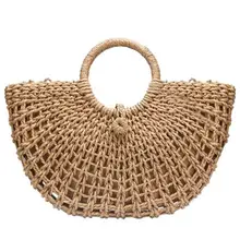 Half Moon Hand Straw Rattan Braided Woven Tote Bag Bohemian Tote Summer Beach Bags Hollow Handbag For Women Female Handbags Tote Half Moon Hand Straw Rattan Braided Woven Tote Bag Bohemian Tote Summer Beach Bags Hollow Handbag For Women Female Handbags Tote