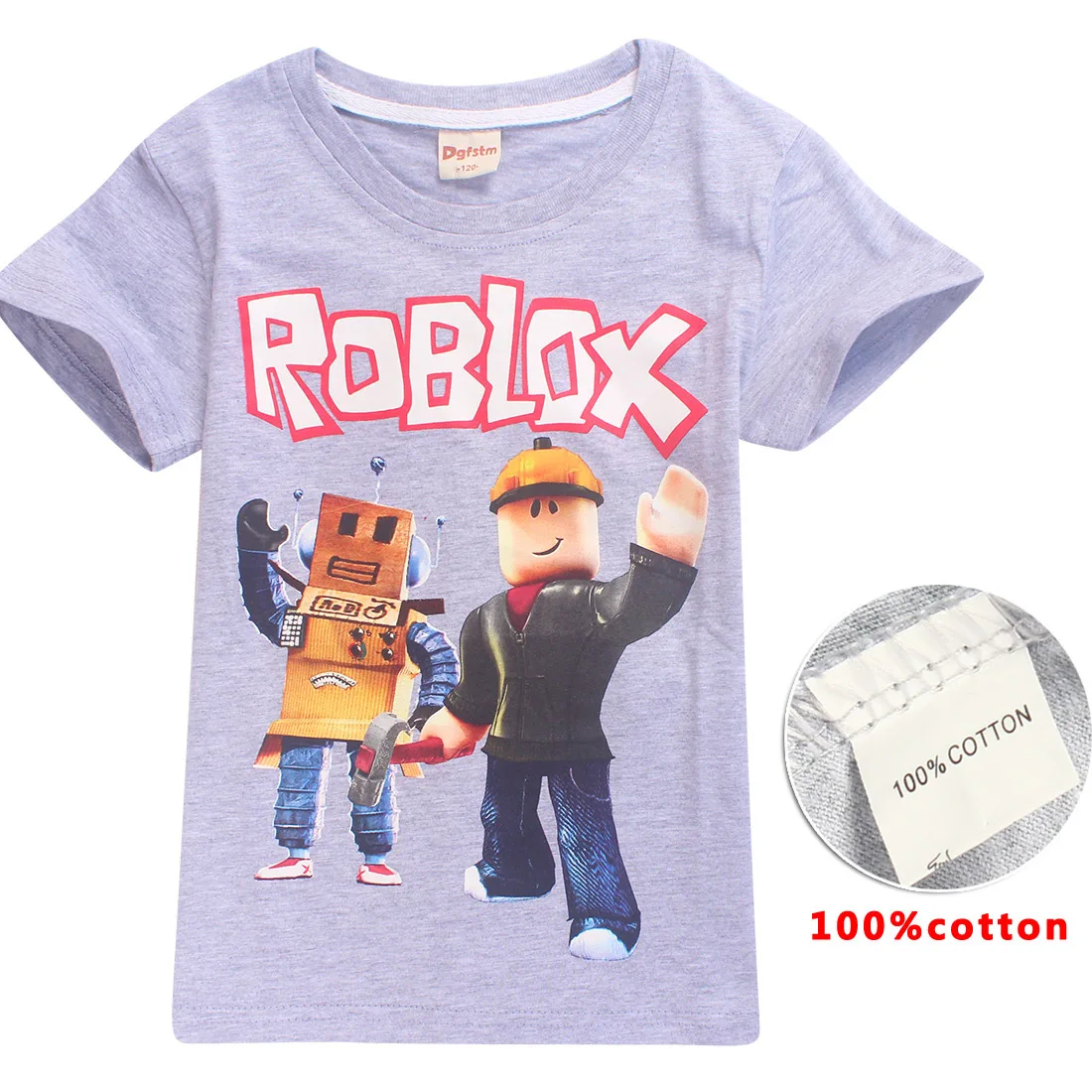 gaming Print short Sleeve Cotton Fashion Kids T-shirt Boys T Shirt Spring O-neck Casual Girls Tees Size 6 8 10 12 - Цвет: Серый