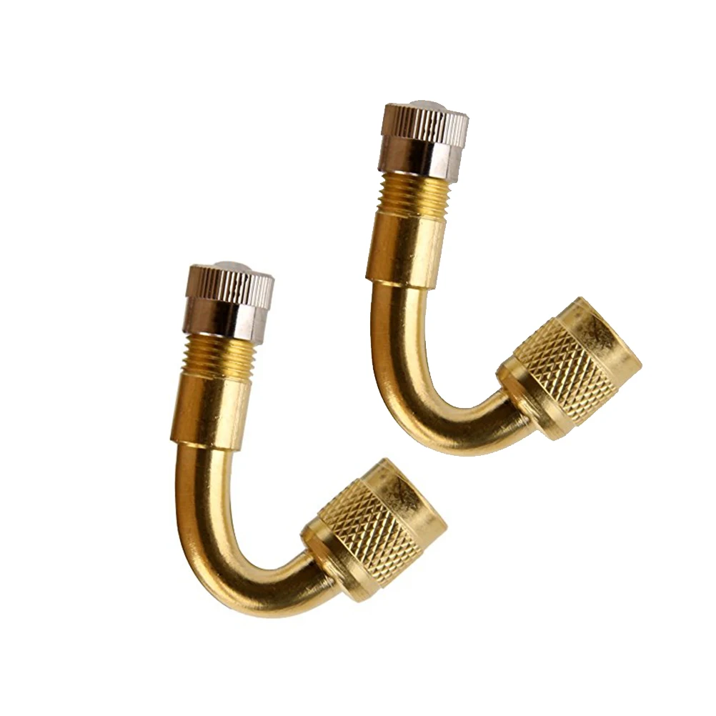 

2 Pcs 45 Degree Angled Car Motorcycle Scooter Bike Universal Schrader Valve Stem Extension Adapter (Yellow)