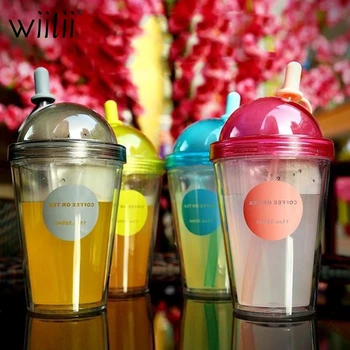 

Creative Plastic Juice Drinking Straws Cup Double Coffee Milk Tea Portable Water Bottle Party Cocktail Smoothie Soda Drinkware