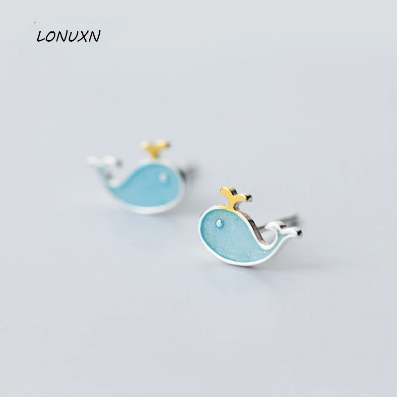 

high quality Korean fashion Wild fashionable 925 silver whale Women's earrings Girls Beautiful gift lovely accessories jewelry