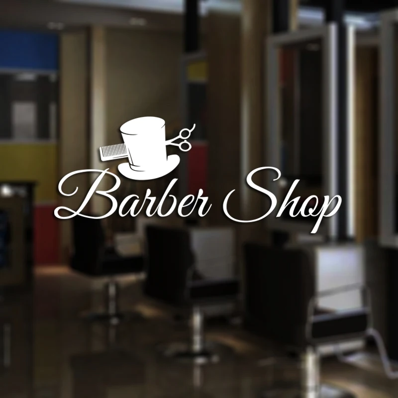 Barber Shop Sticker Name Time Chop Bread Decal Haircut Shavers Posters Vinyl Wall Art Decals Windows Decoration Mural Mb035