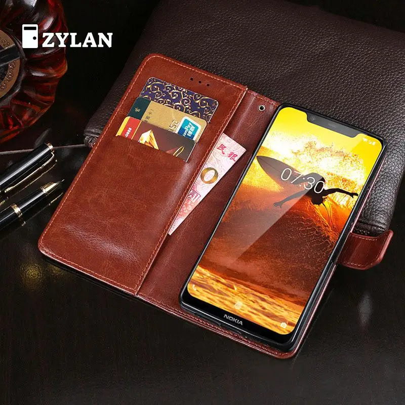

ZYLAN Book Wallet Flip Leather Soft TPU Silicone Case Cover Phone Bag for Nokia 8.1 Stand Case for Nokia 8.1 + GIFT