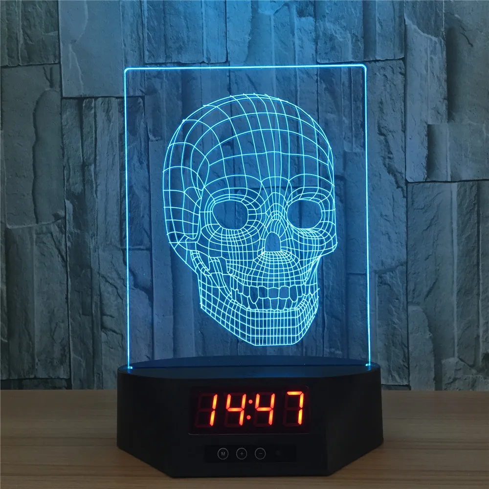 Skull 3D LED Lights Children's nightlight Visual Led Night Light Illusion Mood Lamp 7 Colors Lamp Time With Remote Control