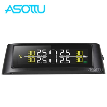 

Asottu Smart Car TPMS Tire Pressure Monitoring System Solar Power charging Digital LCD Display Security Alarm System TPMS