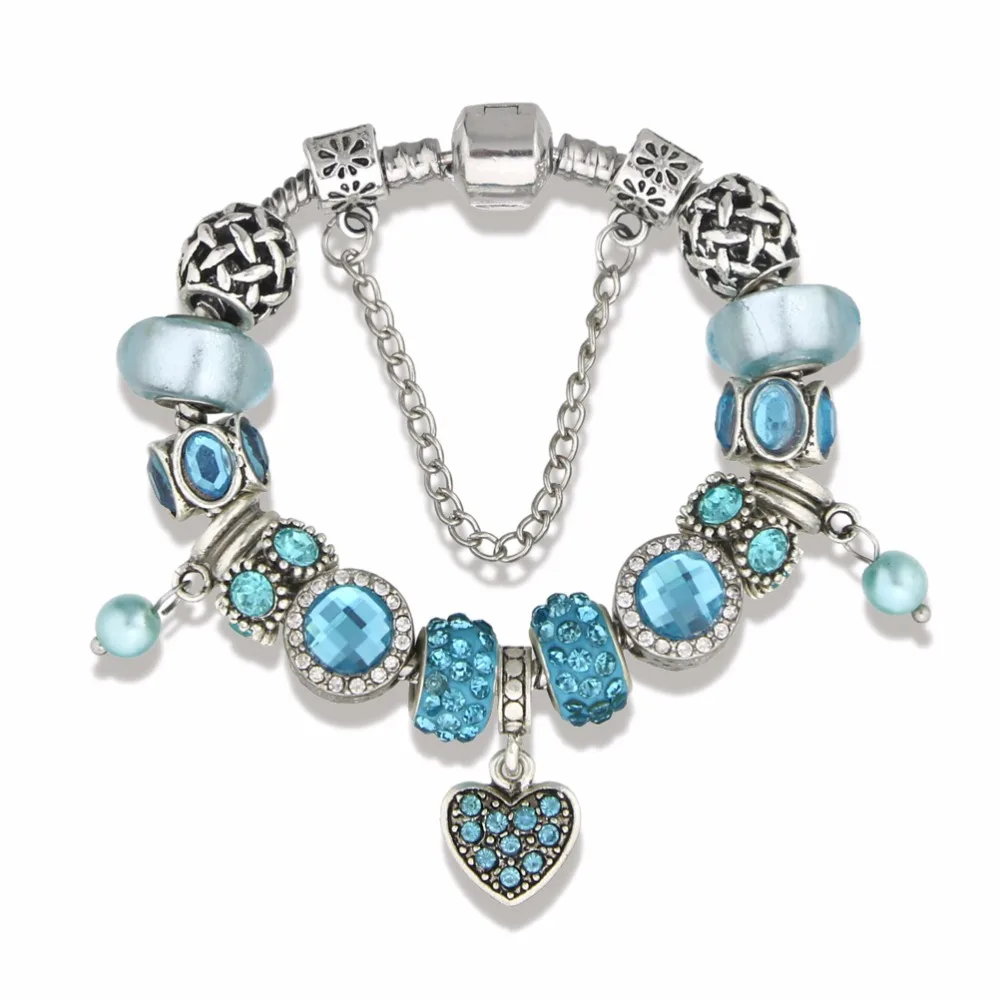 Endless Charms Bracelet & Bangle Fancy Heart shape bead with zircon