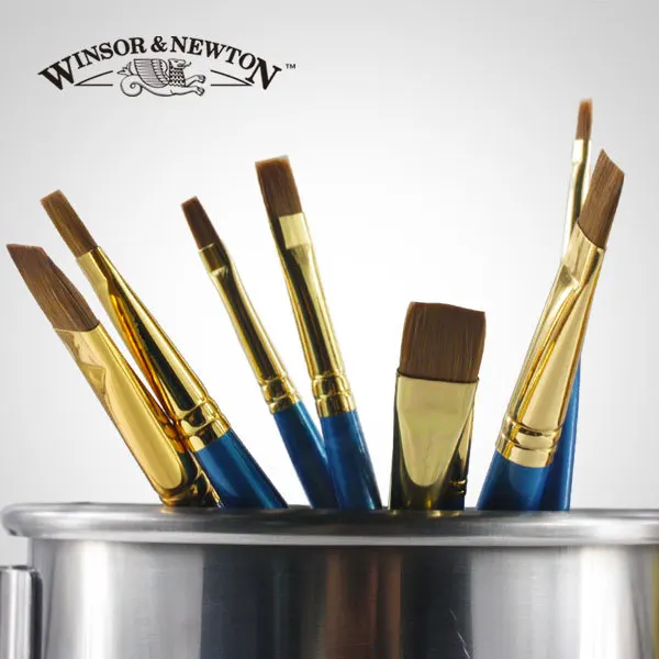 8 шт Winsor& Newton Kolinsky Соболь волосы короткие плоские головы гуашевые щетки. Водные цветные кисти, короткая деревянная ручка