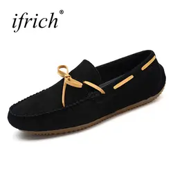 Ifrich Новое поступление мужская повседневная обувь удобные Для мужчин Пояса из натуральной кожи Лоферы для женщин поскользнуться на низкий