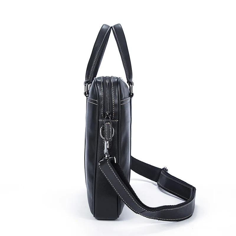 Fashion Solid Color Business Genuine Leather Men Briefcases New Soft Surface Cowhide High Capacity Men's Handbags