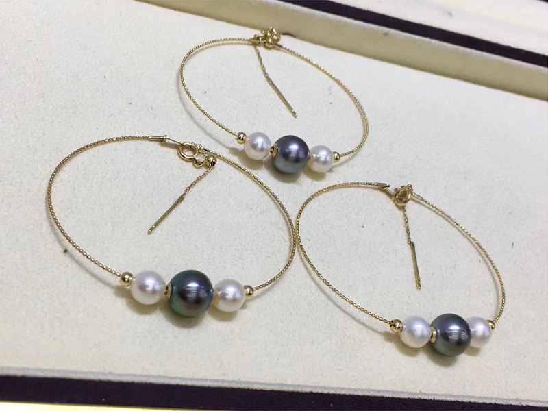Sinya Natural tahitian pearls 18k gold bangles braclets for women girl Mum the pearls can moving bangles size can adjustable (7)