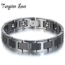 Wholesale Jewelry Black Germanium Health Magnetic Therapy Radiation Fatigue Bracelets Tungsten Bracelet Men bracelet pulsera oral aerobic bacteria during radiation therapy