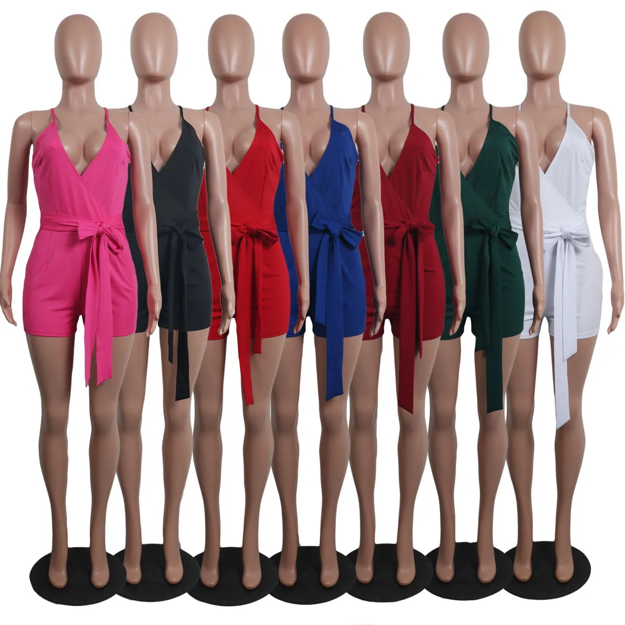 2019 Women's Summer Sexy Deep V-neck Ruffled One-piece Dress Fashion Casual Solid Color 2019 Women's Summer Sexy Deep V-neck Ruffled One-piece Dress Fashion Casual Solid Color