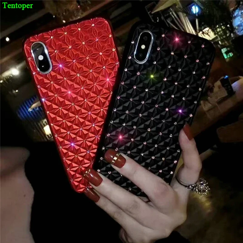 

For iPhone X 8 8 Plus Case Luxury Rhinestone Glitter Silicone TPU Back Cover For iPhone 6 6s 7 Plus Laser Diamond Cases Fundas