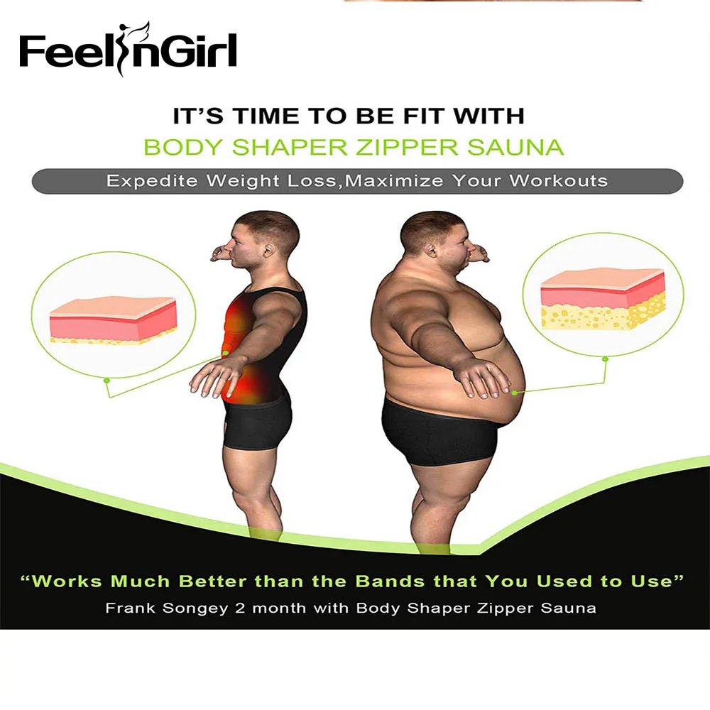 FeelinGirl для мужчин, из неопрена тренировочный жилет Топ для похудения Корректирующее белье для похудения талии тренер упругий живот Conrol Тела