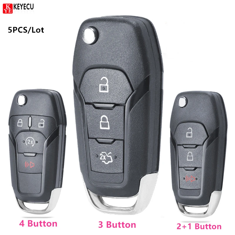 

Keyecu (2+1/3 /3+1button)Flip Remote Car Key Shell Case Fob for Ford Fusion Edge Explorer 2013-2015 FCC ID: N5F-A08TAA 164-R7986